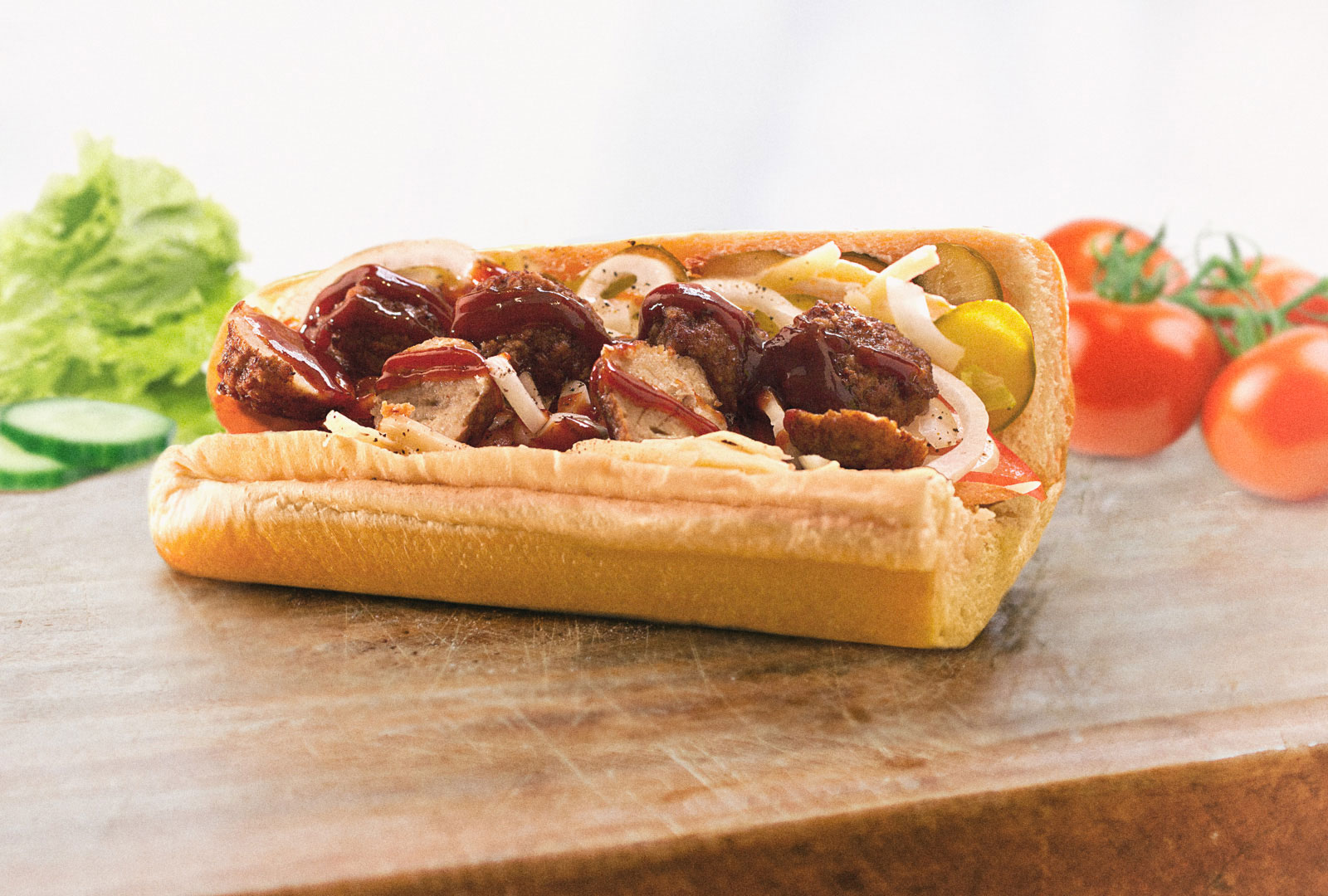 Produktfoto Sub-Sandwich mit Hackbällchen und BBQ-Soße