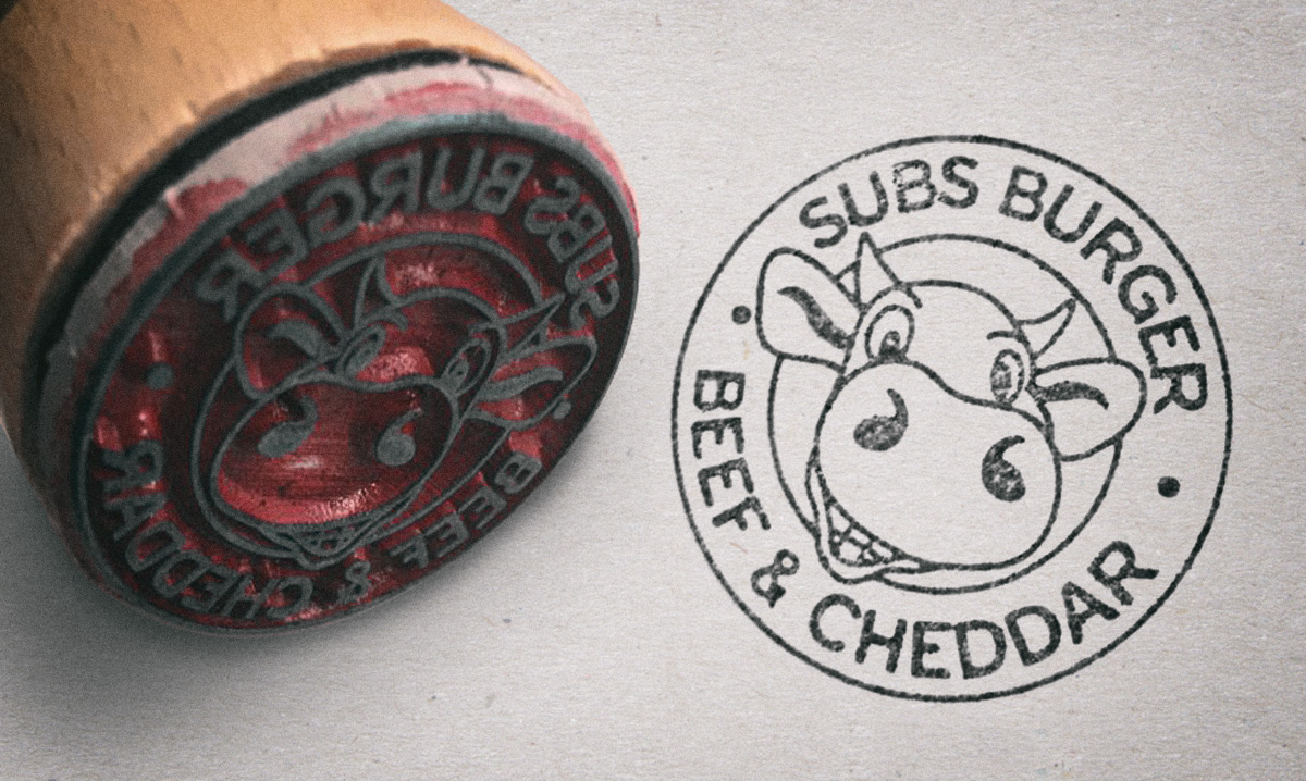 Kuh Beef und Cheddar Stempel Motiv Design