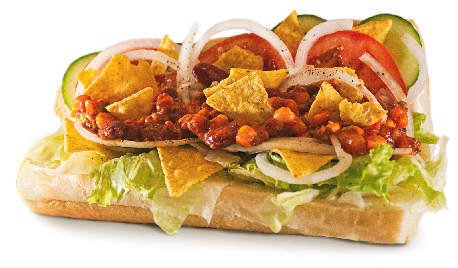 Produktfoto Mexikanisches Sub-Sandwich mit Chili und Tortilla-Chips