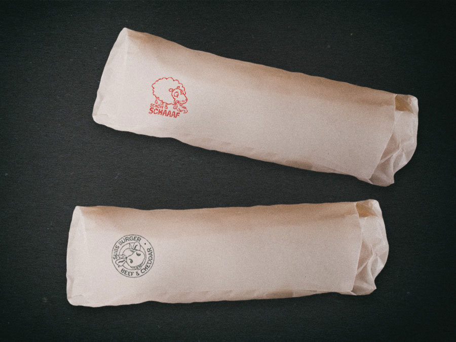Sandwich-Verpackung mit Stempel Abdruck